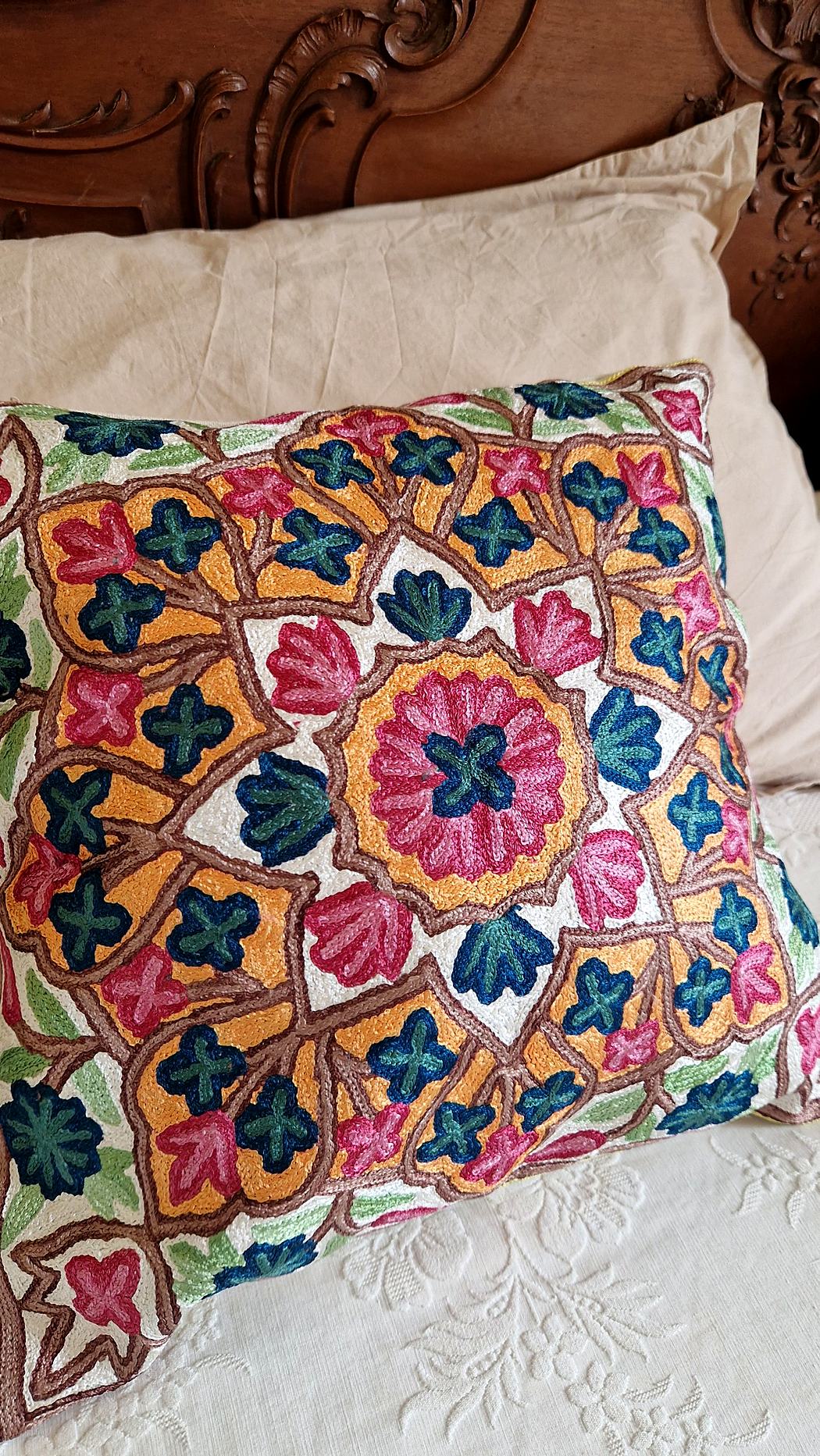 Housse de coussin brodée du Cachemire – Chashme Shahi