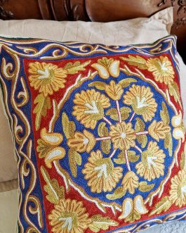 Housse de coussin brodée du Cachemire – Lac Dal
