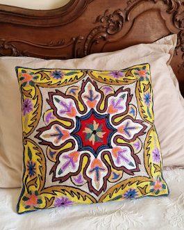 Housse de coussin brodée du Cachemire – Rosace Chinar